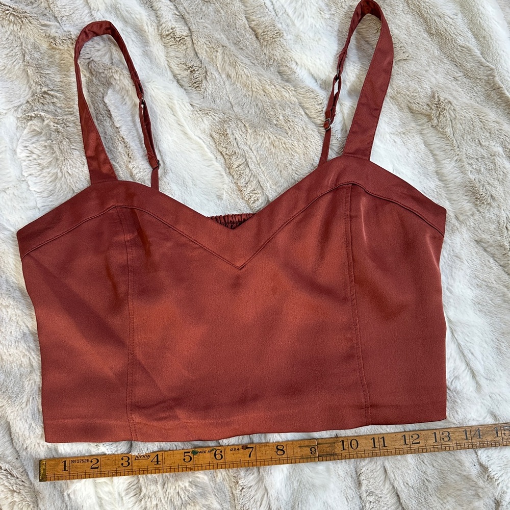 A & F Terracotta Satin Crop Top